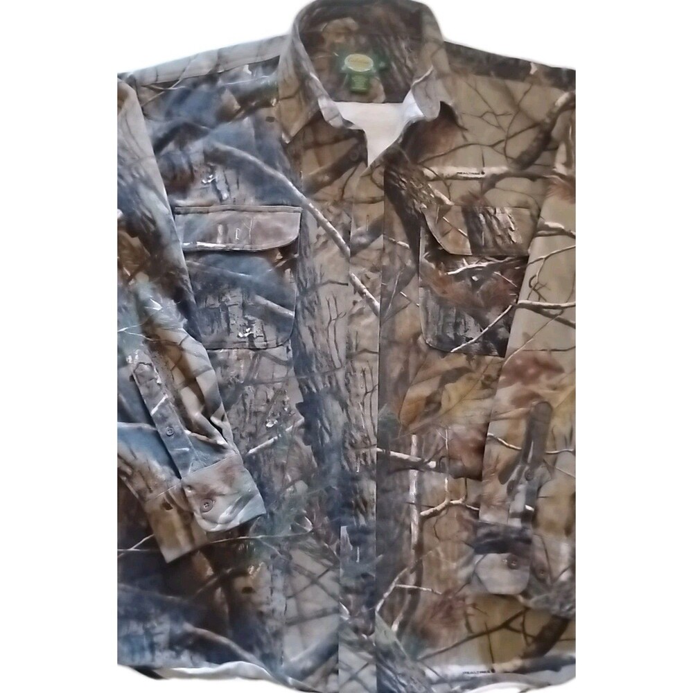 Realtree Camo Long Sleeve Button Front Hunting Shirt Cabela's Mens XLarge XL